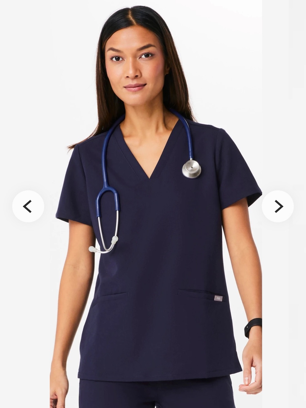 Figs Women's Navy Casma Three-Pocket Scrub Top